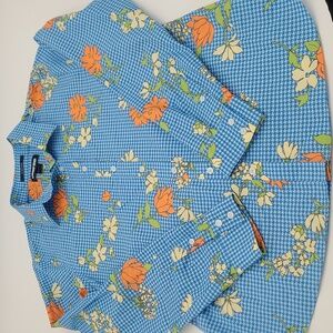 Land's End Floral No Iron Supima Lg Sleeve Button Down Women's Size 6
